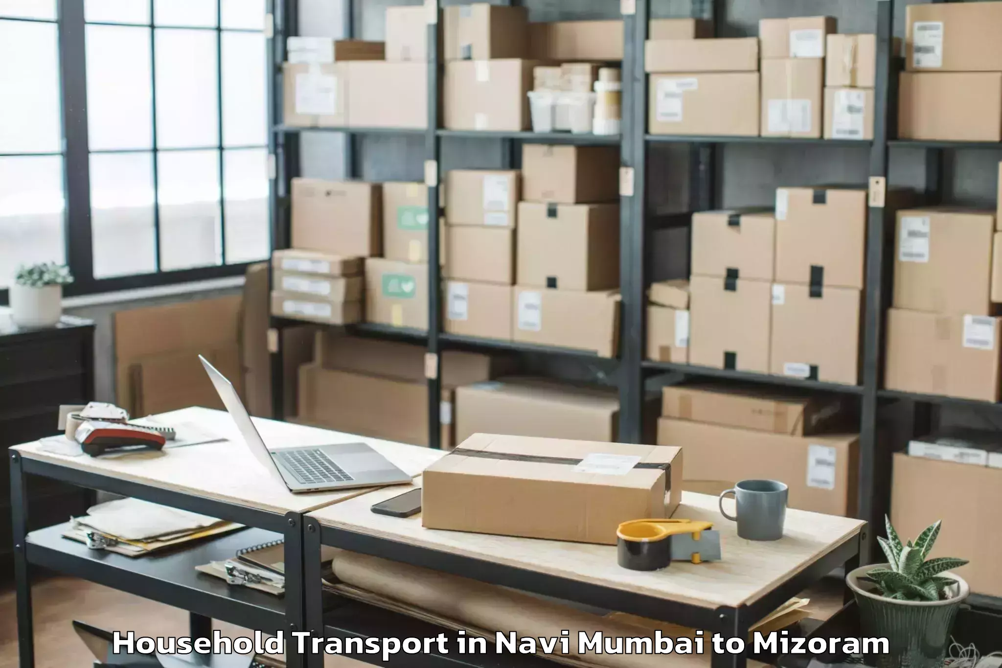 Easy Navi Mumbai to Khawzawl Household Transport Booking